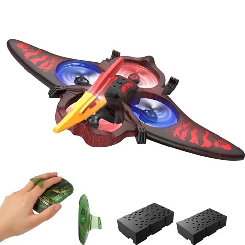crohorizon Pterodactyl RC Plane Body Design Foam Remote Control Airplane for Kids Ages 7 and Up with 2 Batteries Indoor Quadcopter Toy Red