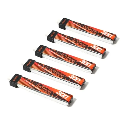 BETAFPV 5pcs Lava 1S 300mAh Lipo Battery 3.8V 75C LiHV Battery with BT2.0 Connector Compatible for 1S FPV Tiny Whoop Drone Quadcopter Like Cetus, Meteor65, Meteor65 Pro 1S Brushless Drones