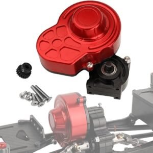 ZXYRC All Metal Gearbox Transmission with Motor Gears for 313mm Wheelbase 1/10 RC Crawler Truck Axial SCX10 I II DIY Upgrade Parts Red Black Metal RC Truck Bodies