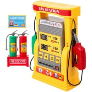 Vaguelly RC Gas Fuel Pump Toy Set Interactive DIY Assembly Digital Display for Kids Educational Play