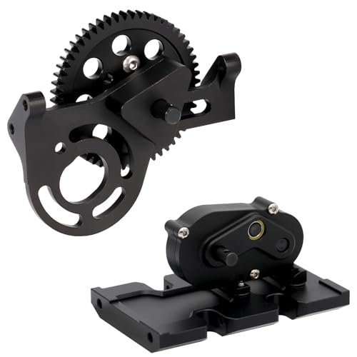 AMK 1/10 RC Crawler Transmission 30 Overdrive Transfer Case Forward Motor Mount with Delrin Spur Gear for Axial SCX10 II Element Enduro DIY LCG Chassis Upgrades Black