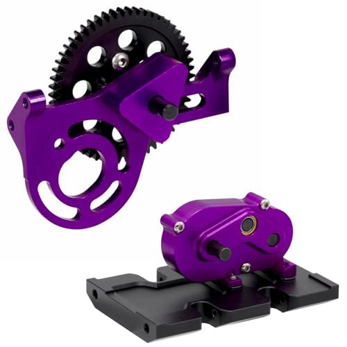 AMK 1/10 RC Crawler Transmission 30 Overdrive Transfer Case Forward Motor Mount with Delrin Spur Gear for Axial SCX10 II Element Enduro DIY LCG Chassis Upgrades Purple