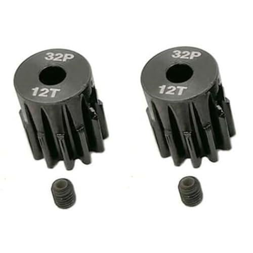 ADORLY 2pcs 3942X Hardened Steel 12 Tooth Pinion Gear 32 Pitch for RC Helicopter Raptor 30 Traxxas Slash Rustler Stampede TRX 4 TRX 6 12T Motor Upgrade Parts
