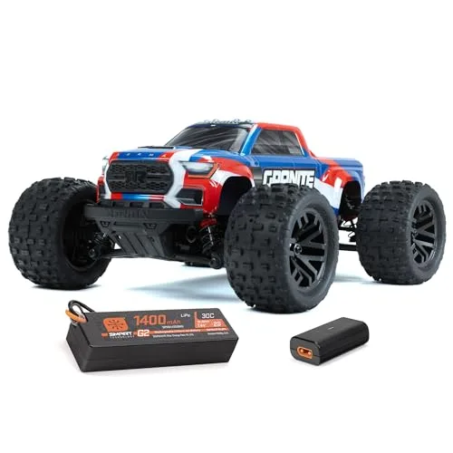 ARRMA 1/18 Granite GROM MEGA 380 Brushed RC Monster Truck 4X4 RTR with Battery Charger Blue ARA2102T1