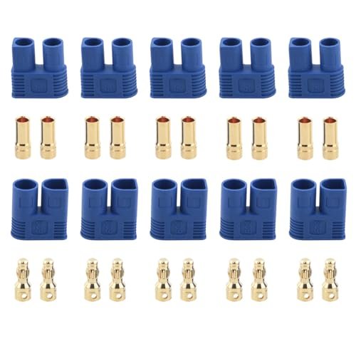 Ruiwaer 5Sets 5Male 5Female EC3 Battery Connector Plugs Banana Plug Female Male Bullet Connector RC ESC LIPO Battery Electric Motor Airplane Quadcopter Parts