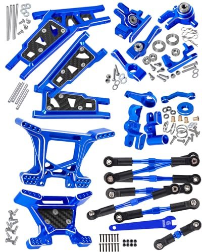 RCMYou 1/10 RC Drift Body Upgrade Parts Alloy Turnbuckles Camber Links Suspension Arm Caster Block Steering Blocks Navy Blue