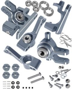 RCMYou 1/10 RC Wheel Spacers Alloy Caster Block Steering Blocks Rear Stub Axle Carriers with 4pcs Wheel Hex Bearings Titanium Upgrade Parts for Slash Rustler Stampede 4x4 VXL