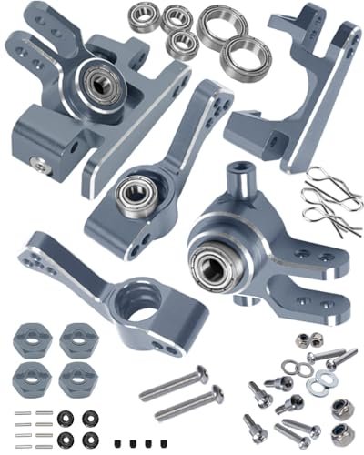 RCMYou 1/10 RC Wheel Spacers Alloy Caster Block Steering Blocks Rear Stub Axle Carriers with 4pcs Wheel Hex Bearings Titanium Upgrade Parts for Slash Rustler Stampede 4x4 VXL
