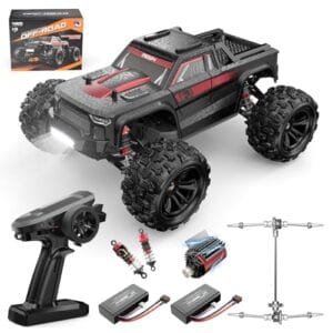 MEW4 1/16 Brushless Red RC Cars 4X4 Offroad Trucks Fast 42 Kmh for Adults Electric Stadium Truck