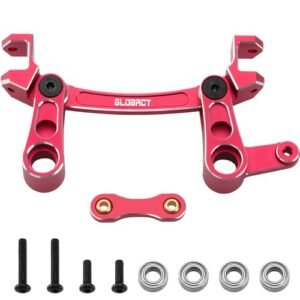GLOBACT Aluminum Alloy Steering Bellcrank and Steering Link Set with Ball Bearing for 1/8 Arrma Mojave 4X4 4S BLX ARA340200 Replacement Red