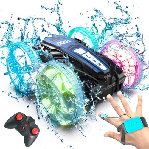 BEZGAR Coco 4WD RC Car Amphibious Remote Control Toy with Gesture Sensing LED Lights Rechargeable Battery All Terrain Waterproof for Kids Ages 4 12