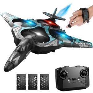SkyRider Big RC Fighter Jet Remote Control Drone with Gesture Control 3 Batteries and 984ft Range for Kids