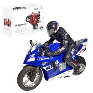 ZYGLO 1 6 Scale RC Model Airplanes Dual Motor Electric Two Wheel Self Balancing Motorcycle with 2 4GHz Remote Control and Six Axis Gyroscope RTR Version Blue