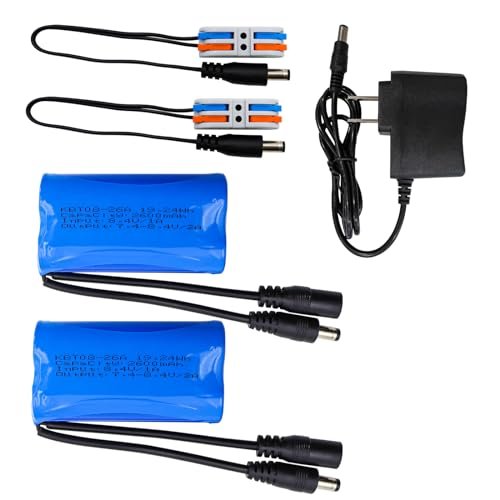 Giffone RC 7.4V 2600mAh Li ion Rechargeable Battery Pack with DC5521 Connector and Charger for RC Cars Boats Robots DIY Projects