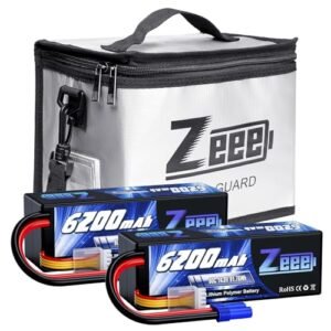Zeee 4S Lipo Battery 6200mAh 14.8V 80C Hard Case with EC5 Connector and Fireproof Safe Bag 2 Pack