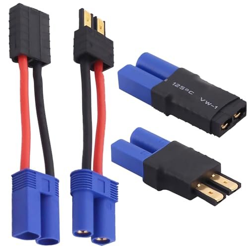 Wmzjnljy 2Pairs TRAX to EC5 Male Female Connectors Adapter for RC LiPo Battery