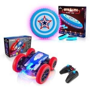 Force1 Tornado Plus LED Remote Control Stunt Car and USA Toyz Stealth LED Flying Disc Bundle