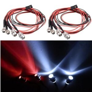 Chanmoo RC Truck Lift Kit 2Pack 4LEDs White Headlights Red Taillight Accessories for SCX10 SCX24 TRX4 TRX6 Slash Rustler Redcat 4WD Traxxas HSP Tamiya