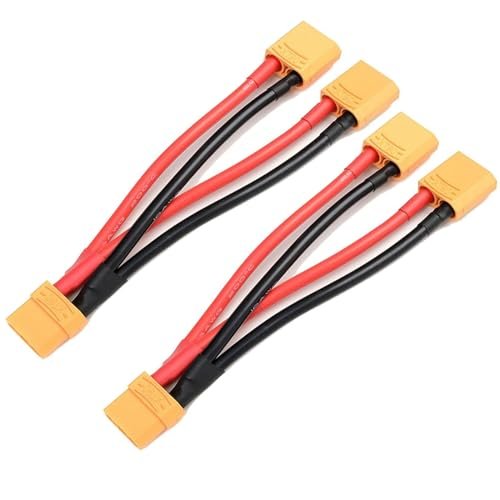 Wmzjnljy XT90 1-Female to 2-Male Plug Parallel Battery Connector Cable with 12AWG 10cm for Quadcopters Multirotors RC LiPo Battery(W71-2)
