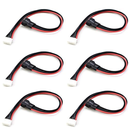 Wmzjnljy 6pcs JST XH 4S 20cm 22AWG LiPo Battery Balance Charging Extension Wire Cable for RC Quadcopter Lipo Battery Charger W67 6
