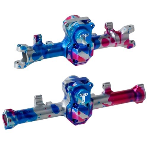 Dromida RC Parts Colorful Splash Anodizing Aluminum Front Rear Axle Housing with Diff Covers Set for Axial SCX24 Deadbolt C10 90081 1/24 RC Crawler Upgrade