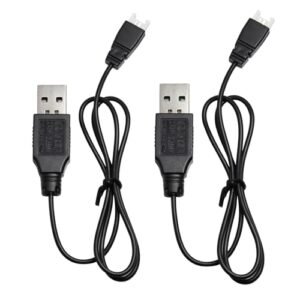 KBT 2Pack Lipo Battery USB Charger Cable for RC Passenger Jet 3.7V Rechargeable Drone Battery 400mA Charging Speed with MX51006 2pin Connector