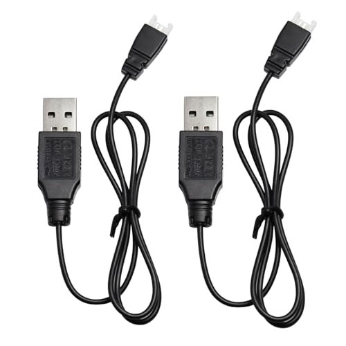 KBT 2Pack Lipo Battery USB Charger Cable for RC Passenger Jet 3.7V Rechargeable Drone Battery 400mA Charging Speed with MX51006 2pin Connector