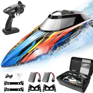 SMILESSKIDDO Fast RC Gas Boats High Speed Remote Control Boat with Portable Case for Pools Lakes and Seas