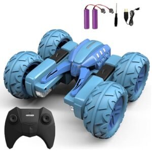 DISSONA Remote Control Car for Boys RC Stunt Car with LED Light Electric 4WD 2.4Ghz Double Side Rotating Racing Vehicle 360 Flips Kids Toy Cars for Boys Girls 6 12 Years Birthday Gift Blue