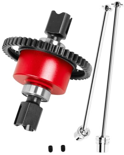 HopsupRC RC Private Jets Upgrade Kit Center Drive Shaft CVD Metal Spur Gear Differential Gears for 1/8 Kraton 6s 50T Diff Gear Slipper Steel 45 Center Driveshaft Axles Red
