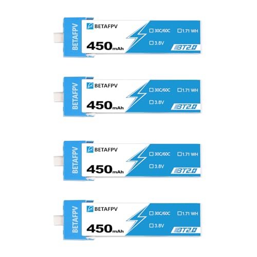 BETAFPV Baja Pro X RC Tires 4pcs BT2.0 450mAh 1S Battery 3.8V 30C Lipo Battery with BT2.0 Connector