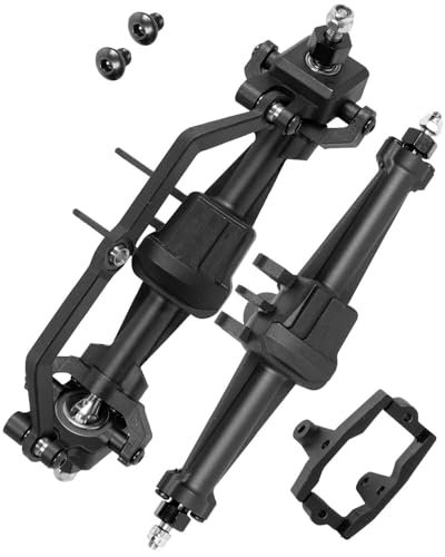 RCMYou Complete Front Rear Axle with Steering Servo Mount Upgrades for Rampage RC Truck 1/18 TRX4M Black