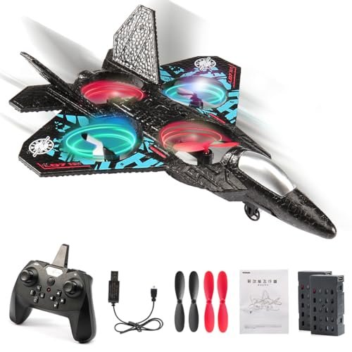 RoofWorld RC Fighter Jet RTF 2.4GHz 6 Axis Gyro Remote Control Airplane Easy to Fly Drone for Adults and Kids Blue