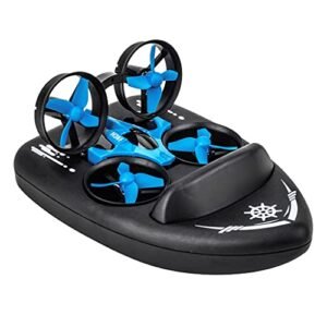QIYHBVR 2 in 1 Land and Water RC Hovercraft Amphibian Wireless Electric RC Boat and Aircraft Deformation Drone for Outdoor Play