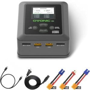 OVONIC X1 Dual RC Lipo Battery Balance Charger with 3S LiPo Battery 11.1V 5000mAh 120C with TRA Plug and XT60 Plug