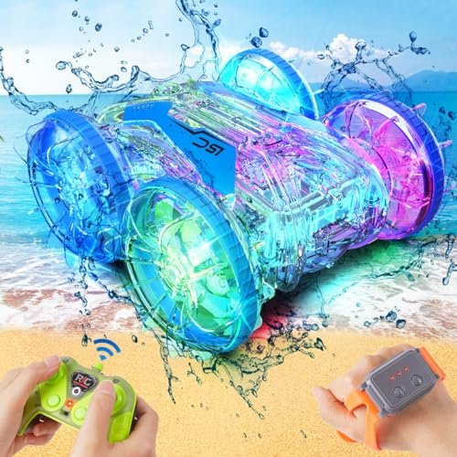 VATOS Remote Control Car Boat - Amphibious RC Car Boat 2.4 GHz Hand Controlled Gesture Sensing RC Waterproof Stunt 4WD Water Beach Pool Toys for Kids Boys Girls Toys for 4-8-12 Year Old Boys