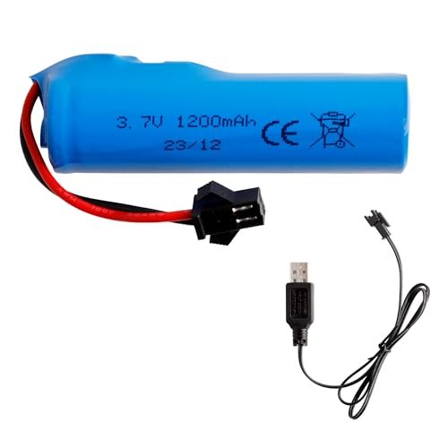 E YIIVIIL 3.7V 1200mAh Li ion Rechargeable Battery with USB Charger Cable for RC Cars Monster Trucks