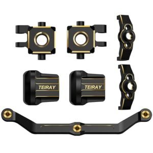 TEIRAY Trx4m Upgrades Brass Knuckle Steering Blocks Caster Blocks C Hubs Steering Links Front Rear Axle Diff Covers for Traxxas TRX4M 1/18 Crawler Car Upgrade Parts 7 PCS Xmods RC Car Parts