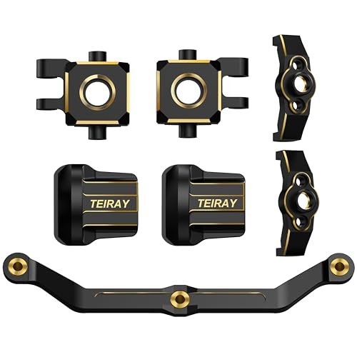 TEIRAY Trx4m Upgrades Brass Knuckle Steering Blocks Caster Blocks C Hubs Steering Links Front Rear Axle Diff Covers for Traxxas TRX4M 1/18 Crawler Car Upgrade Parts 7 PCS Xmods RC Car Parts