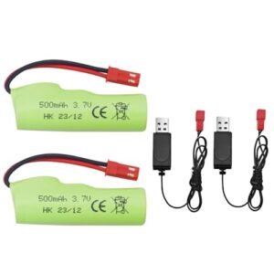 Fytoo 2PCS 3.7V 500mAh Li ion Battery with USB Charging Cable Compatible with J&A Engineering RC Mufflers and Huina RC Toy Cars