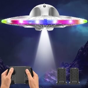 SkyHigh Foam RC Helicopter for Kids and Beginners Remote Control UFO Drone with Auto Hovering LED Lights and 2 Batteries
