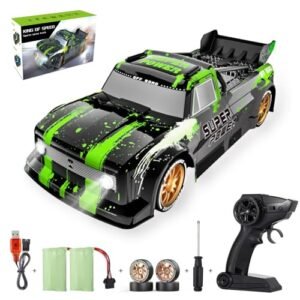 Authticar Drift RC Car, 1/16 4WD Remote Control Race Car with LED Lights, Kids Gift for Boys & Girls, 2 Batteries, D832, Green