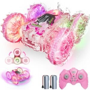 BFUNTOYS Amphibious Remote Control Car 2WD or 4WD RC Car for Kids with LED Lights 4WD Stunt Car Pink Pool Toys 70 36Minutes Play 2Batteries 360 Rotation 180 Flip 2 4GHz Remote