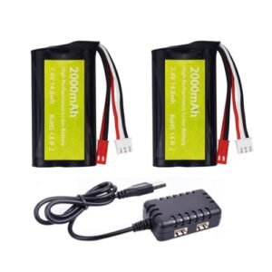 sea jump 2PCS 7.4V 2000mah 15C 2S Lipo Battery with JST-2P Plug and 2in1 Charger Suitable for UDIRC UD1601 UD1602 UD1604 UD1607 SG1603 SG1604 RC High-Speed Car RC Ship Drone huina Engineering Vehicle