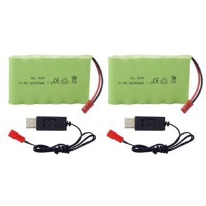 Fytoo 2PCS 7.2V 2800mah AA Rechargeable Ni MH Battery with JST 2P Plug for RC Engineering Prototype Toys