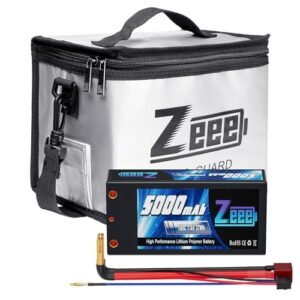 Zeee 2S Shorty Lipo Battery 5000mAh 7.4V 100C Hard Case with T Connector and Fireproof Safe Bag
