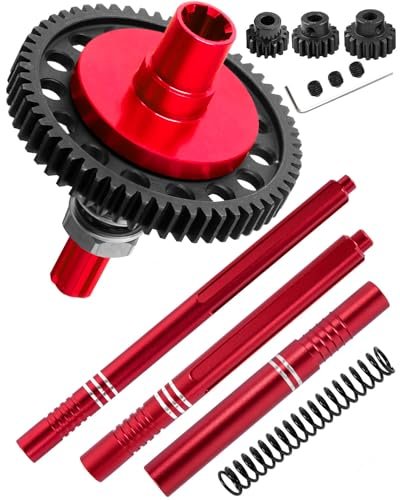 HopsupRC Aluminum Center Slider Driveshaft and 7075 Metal Spur Gear Slipper Clutch 57T with Pinions Gear Sets for 1/10 4x4 Granite Senton Vorteks Big Rock 3S BLX