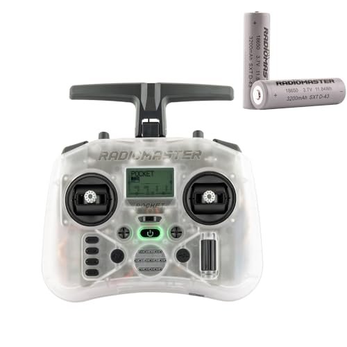 RadioMaster Pocket Remote Controller Hall Gimbal EdgeTX Built in LED Portable Lightweight ELRS Transparent Mode 2 with 18650 Battery