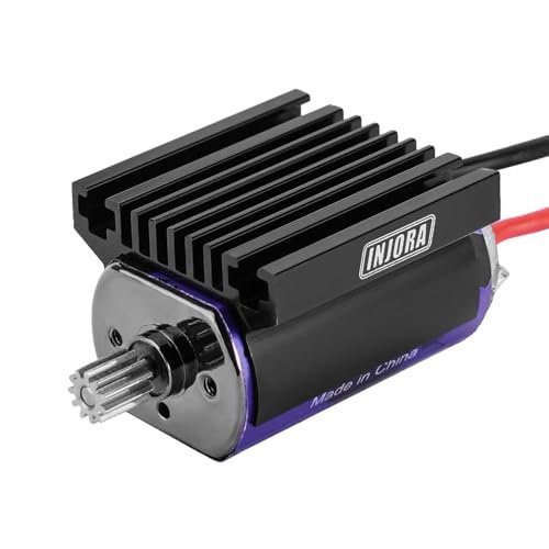 INJORA 180 PRO Brushed 48T Motor with Stainless Steel Pinion and Aluminum Heat Sink Compatible with 1/18 RC Car Wheels for TRX4M Upgrade