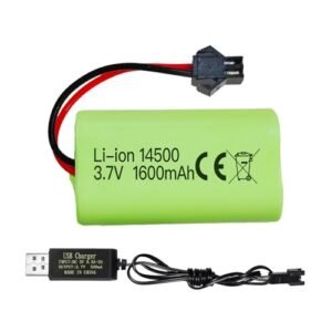 Sea Jump 3.7V 1600mAh Li ion Battery SM 2P Plug with USB Charging Cable for 9962 8837 RC Toy Car Battery